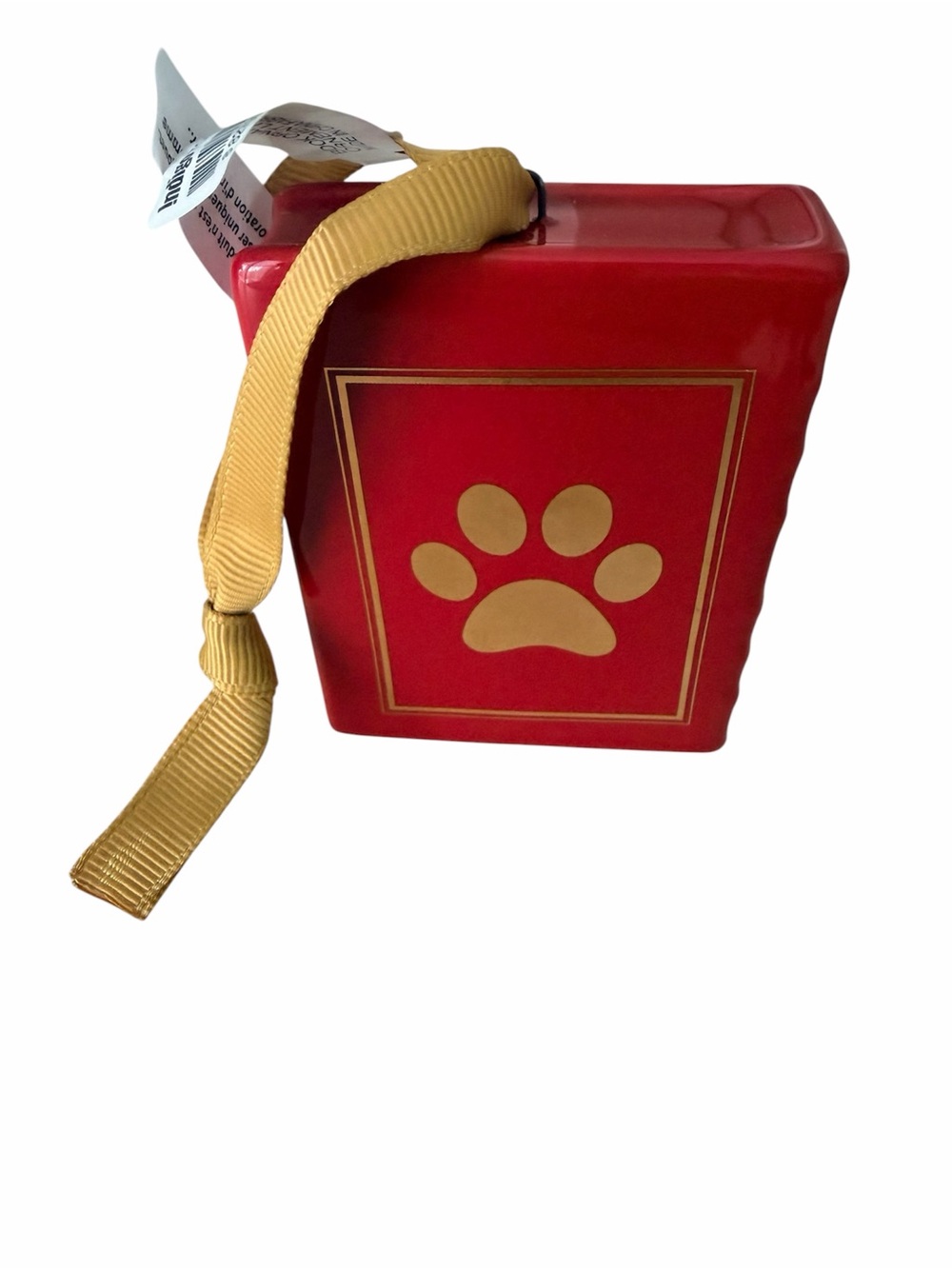 INDIGO CHAPTERS Christmas Holiday Book Shaped Ornament Paw Print Red BRAND NEW